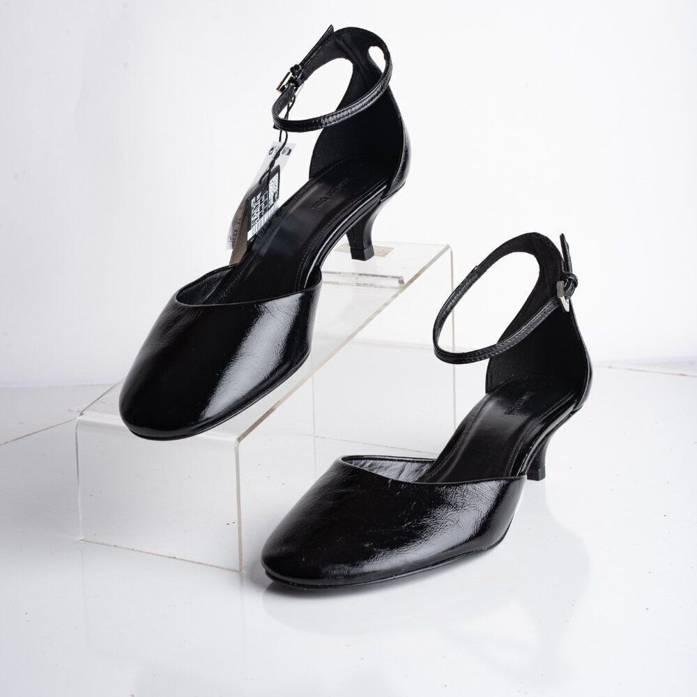Massimo Dutti Womens Leather Slingbacks Heels Black US 9 EU 40 1426/450 New